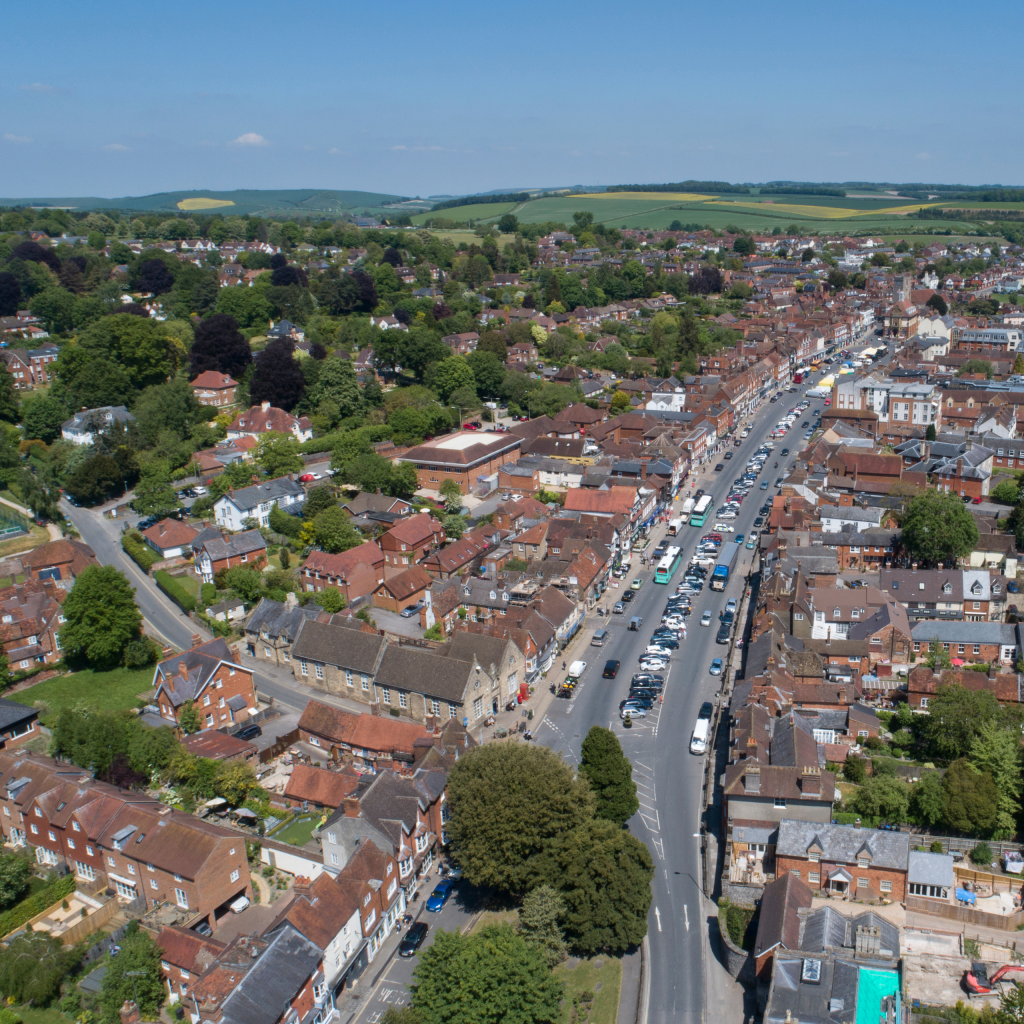 A drone shot of Marlborough, UK (For Page: Marlborough Guild Of Prime Property Professionals )